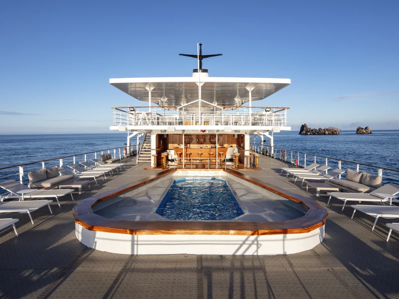 Swimming pool deck aboard the Galápagos Legend, Galápagos Islands